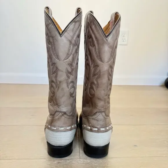 VTG Rudel Cowboy Boots Men\'s 8.5 EE 2 Tone Cream Pointed Toe Western VTG Rudel Cowboy Boots Men main image 4